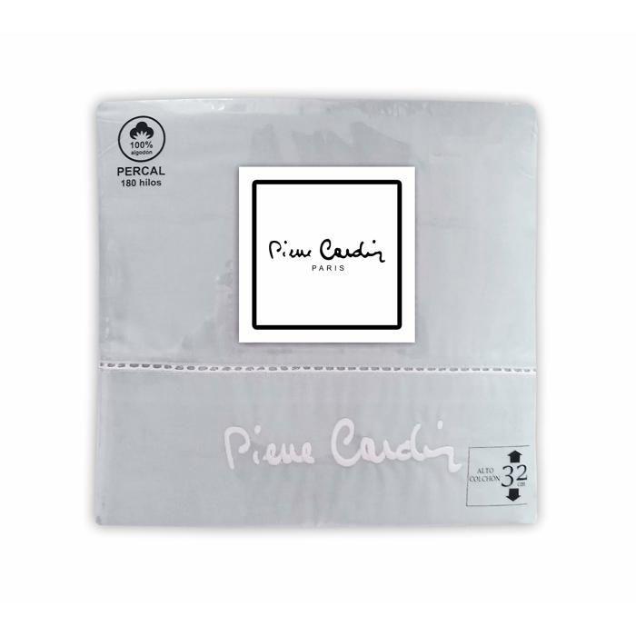 Parure de lit en coton - Pierre Cardin - Lit 90 cm - Gris - 100% percale de coton - 3 pièces - Moderne - Uni