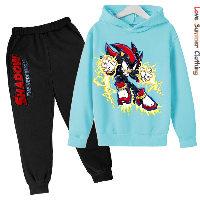 Boys Hoodie Tracksuit Shadow Hedgehog HD Print Sonic Autumn Kids Girls Character Hoodie Set Age 4-14 Thin Fleece Hoodie Set Sweatsuit Polyester