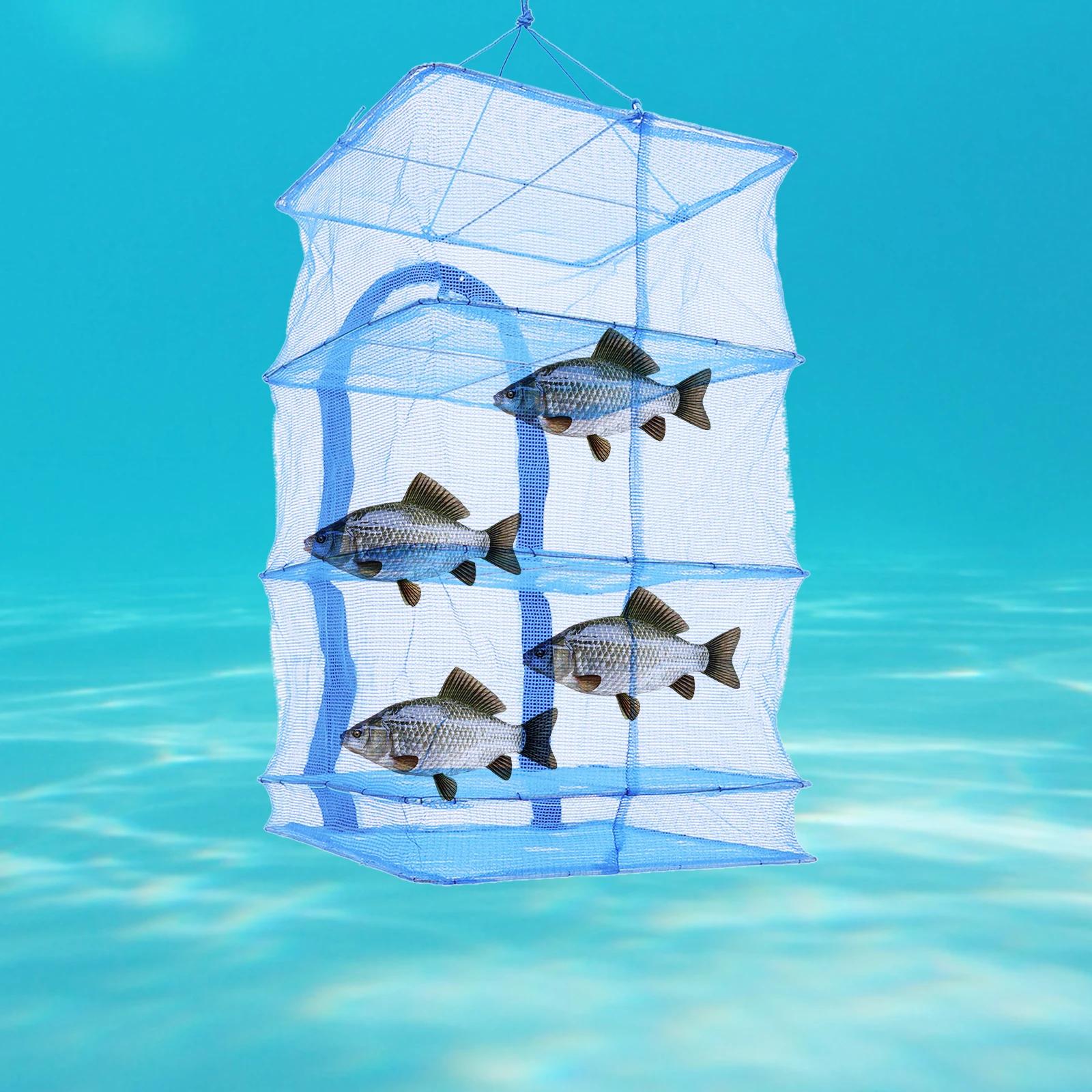 

Bymaocar 4-layer Folding Clothes Storage Rack w/ 17.64lb Bearing Capacity, Front Opening Double Zipper Design Laundry Drying Net синий