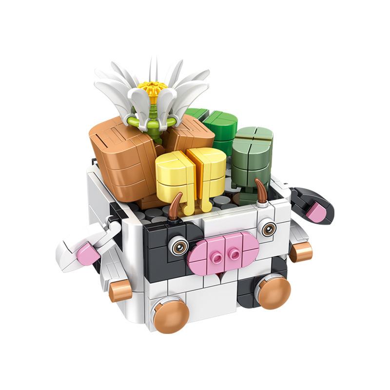DIY Succulents Series Animal Potted brickheadz Assembled Building Blocks Small Particles Girl Toy Flower Toys for Children Gifts