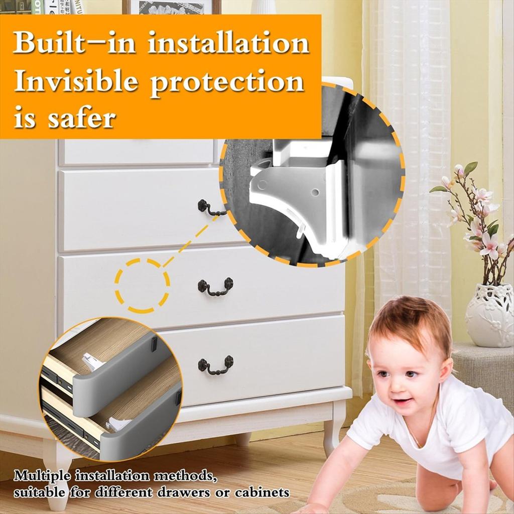 A89X Magnetic Cabinet Locks for Child Safety, Drawer Locks Baby Proofing, Magnetic Door Safety Locks for Cabinets and Drawers