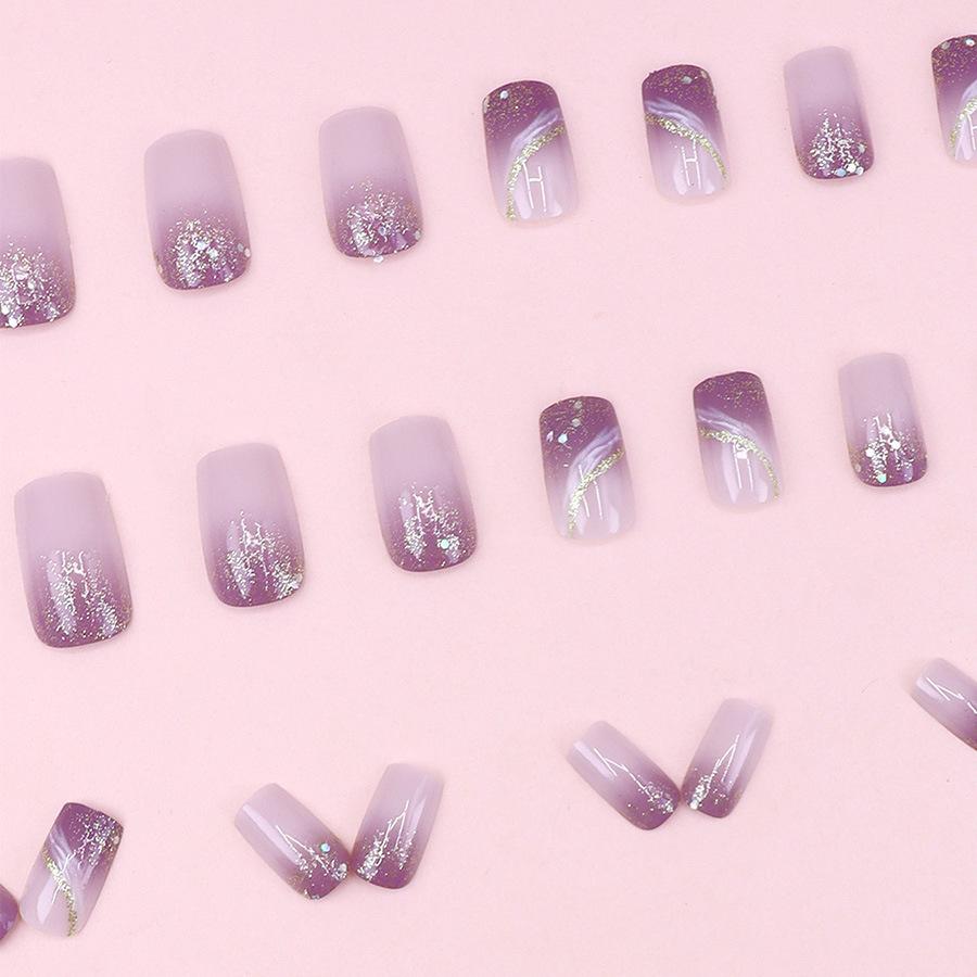 Purple Elegant Press-On Nails: Early Autumn Short Style for a Chic, Gentle Look