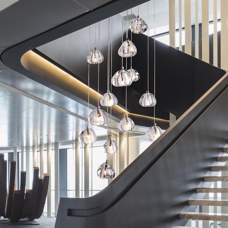 Modern American Cherry Crystal LED Chandelier for Staircase or Restaurant