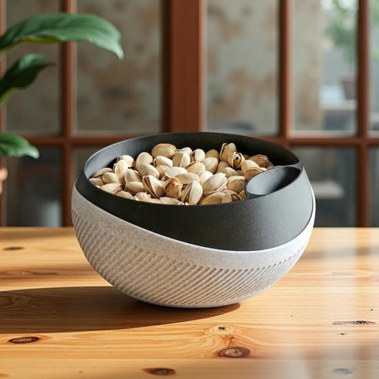 3D-gedruckte Nuss-Samen-Schale Doppellagige Snackplatte mit Schalenfach Früchte