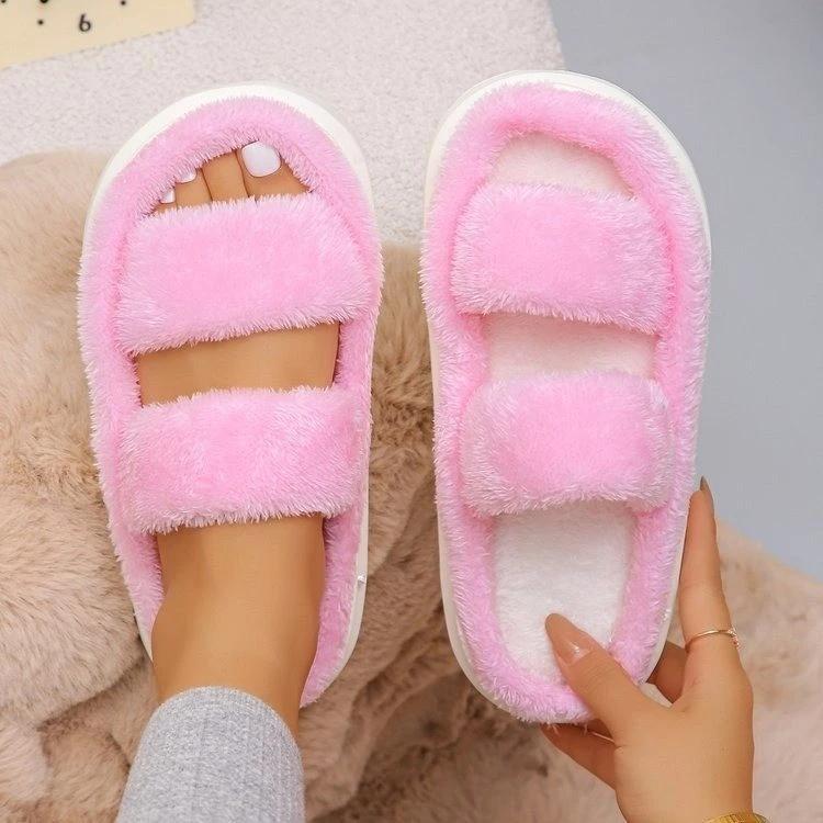 2024 Shoes for Women Open Toe Women's Slippers Home Warm Slippers Women Round Toe Flat with Plus Size Shoes Female Zapatos Mujer