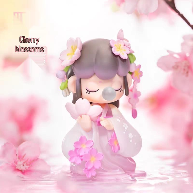 Jade Hairpin Snow Lotus Cherry Blossom Figurine Toy - Chinese Style Gift for Girls