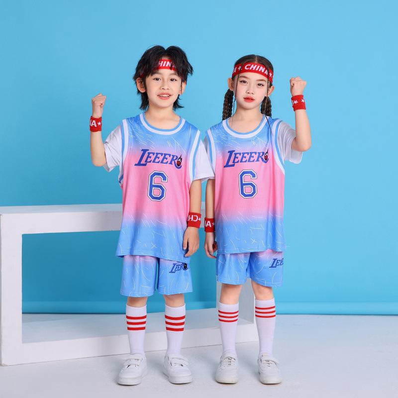 Children'S Clothing Children'S Basketball Clothing Set Short-Sleeved Boys And Girls Jerseys Primary School Students No. 6 Sportswear Ice Silk Quick