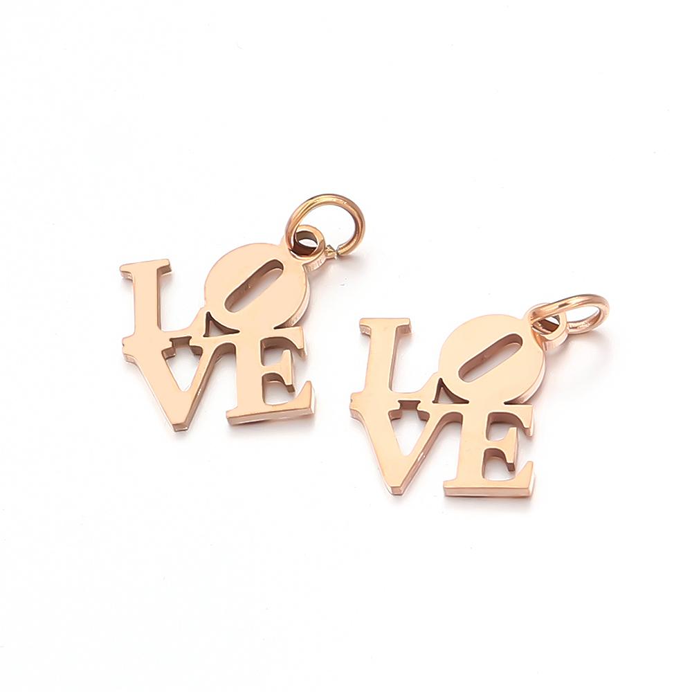 2pcs/lot Stainless Steel Love Charms Classic Polish Charms Pendants For Jewelry Making DIY Handmade Necklace Pendant Accessories