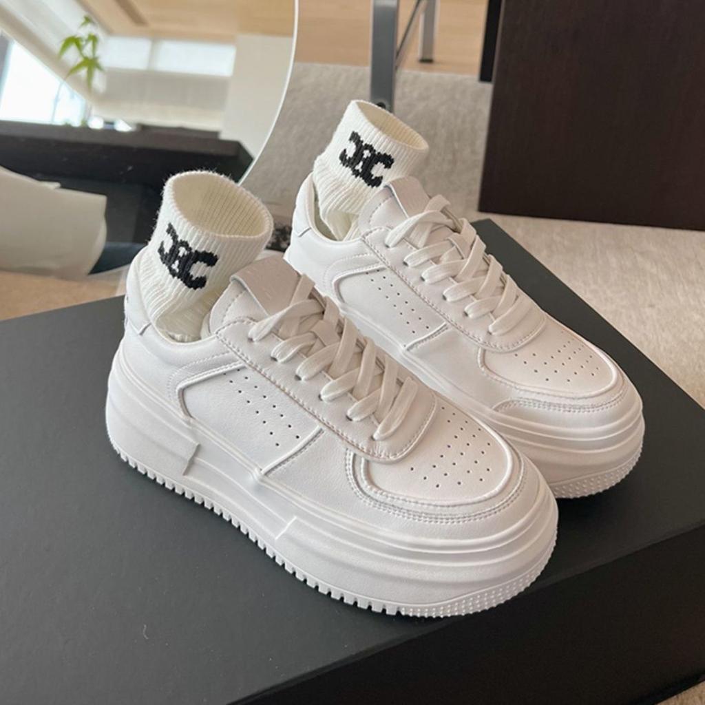 Popular Wheat Ear Platform White Shoes Women's 2025 Spring and Autumn New Students Casual Versatile Sports Muffin Board Shoes Ins Tide