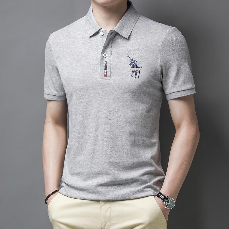 Men's Summer 2026 Embroidered Polo Shirt: Imitation Cotton, Turn-Down Collar, Business Casual Short-Sleeve