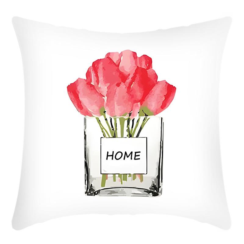 Fashionable Spring Flower Spring Elements Pillow Cover Linen Flower Cushion Pillow Cover