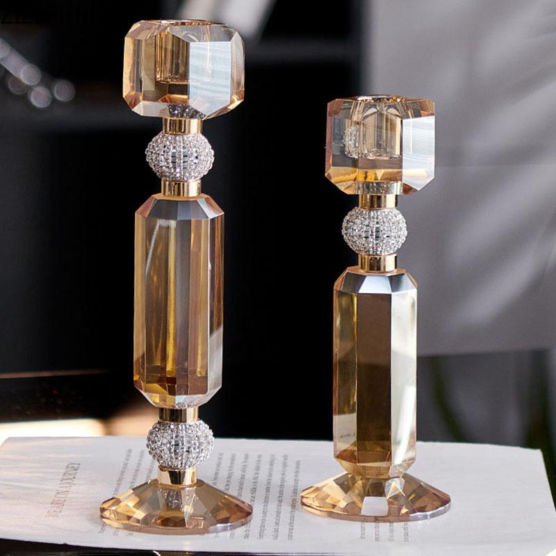 Transparent Amber Color Glass Candle Holder Creative Romantic Candlestick Desk Decoration Wax Melt Burner Home Aroma Container
