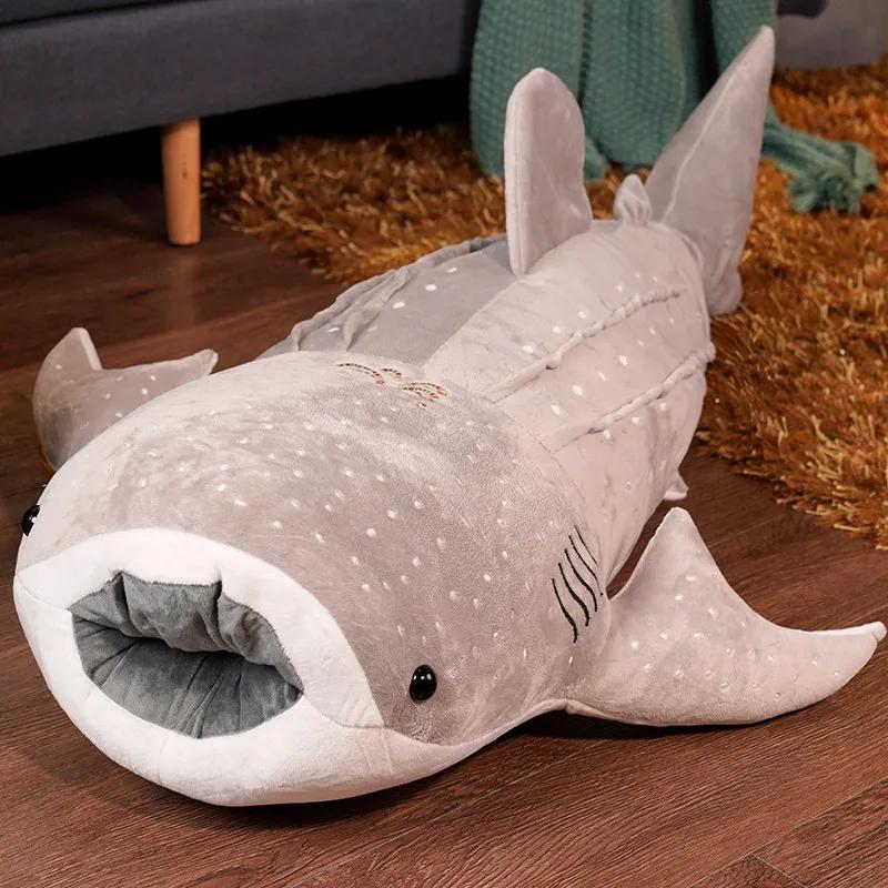 55-100cm Cartoon Blue Shark Stuffed Plush Toys Big Fish Whale Baby Soft Animal Long Pillow Dolls Children Birthday Gifts