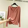 Plus Size Women's Long-Sleeve Modal T-Shirt - Hooded, Solid Color, Sun Protection, Lightweight for Spring/Summer