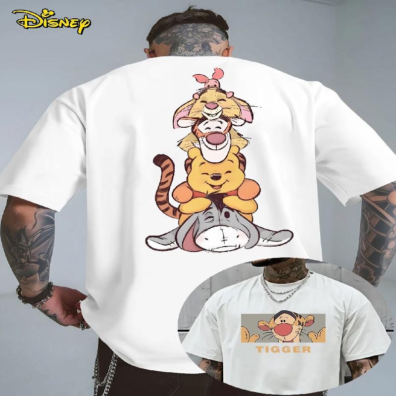 202526 Summer Winnie the Pooh Tshirt Y2k Tigger Hat Printed 100 cotton printed Tshirt Unisexs Loose Tshirt