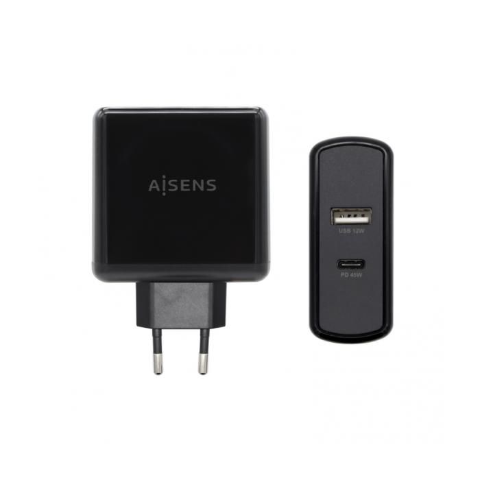 Chargeur - AISENS - 57W - 1xUSB-C PD3.0 45W - 1xUSB-A 5V 2.4A - Noir