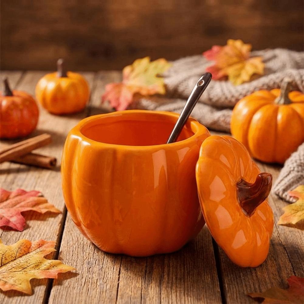 Ceramic Soup Bowl with Lid Spice Jar Kitchen Accessories Pumpkin Bowl  Halloween