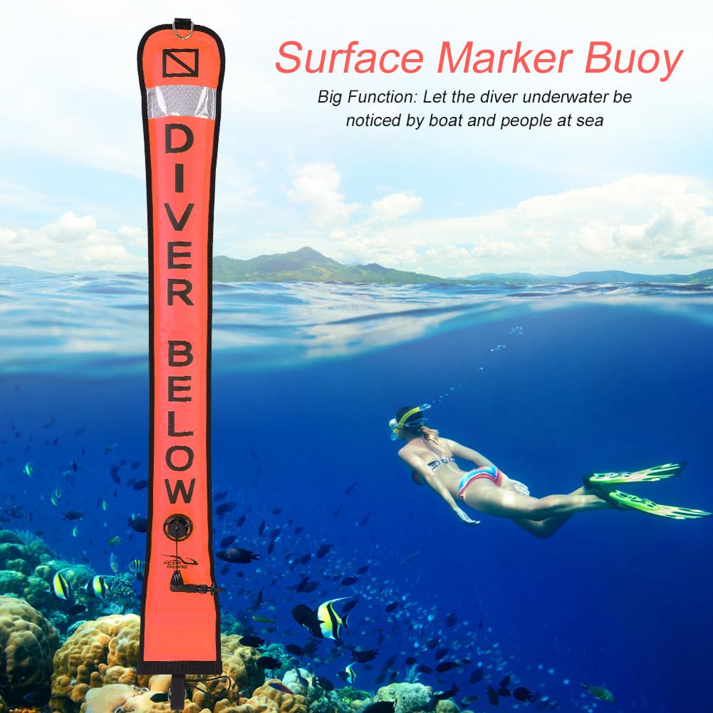 Inflatable Scuba Diving SMB Surface Signal Marker Buoy Accessory(Fluorescence Orange, 1.2m)