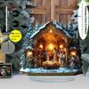 2D Flat "Nativity Scene" Acrylic Tabletop Decoration, Mary, Jesus, Shepherds & Wise Men, Suitable for wall decoration, porch, room, villa, accents Hom