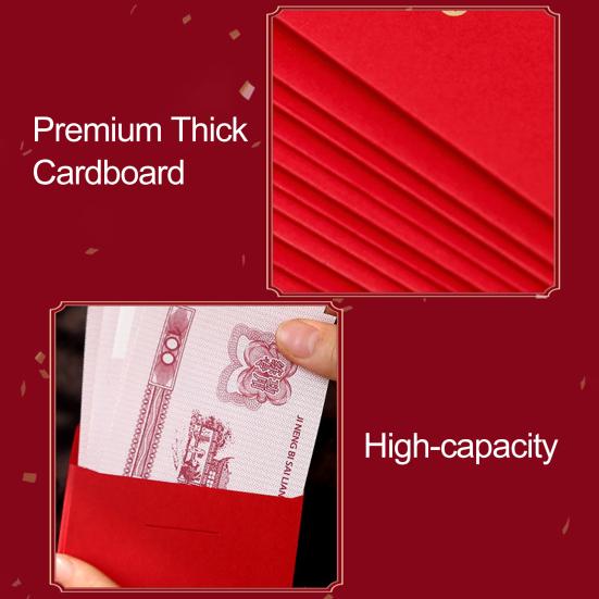 6Pcs Red Envelope High Capacity Good Meaning Lucky Housewarming Party Chinese Style Red Pocket for Friends