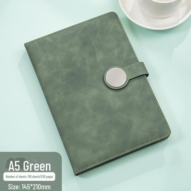 Set de regalo de cuaderno retro de alta gama: Incluye bloc de notas con hebilla redonda, manual, unidad USB y cierre magnético para reuniones de negocios.