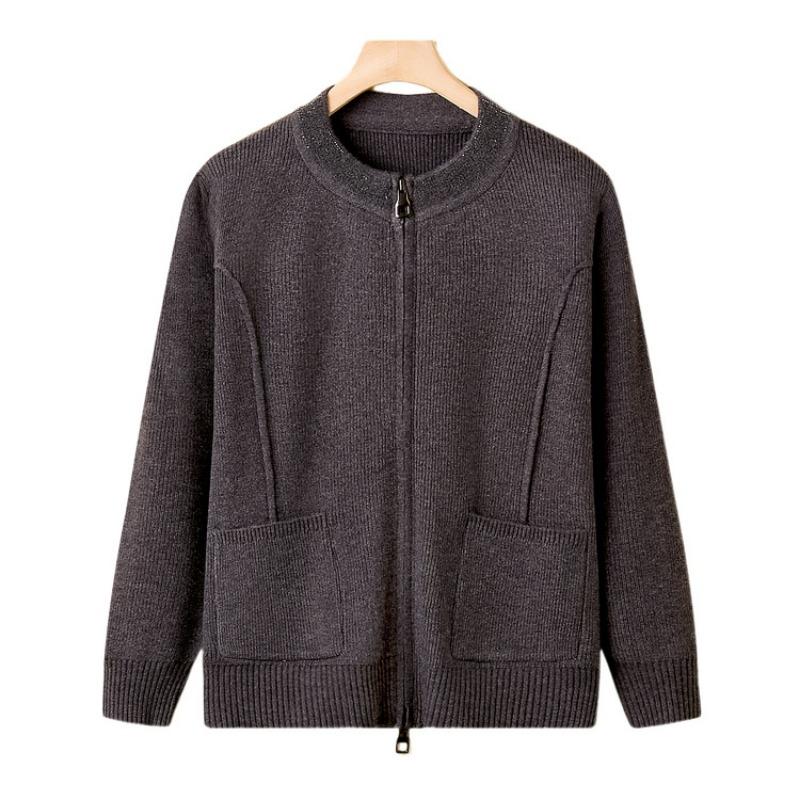 New middle-aged and old women's clothing noble thickened sweater jacket middle-aged mother autumn clothing knitted clothes