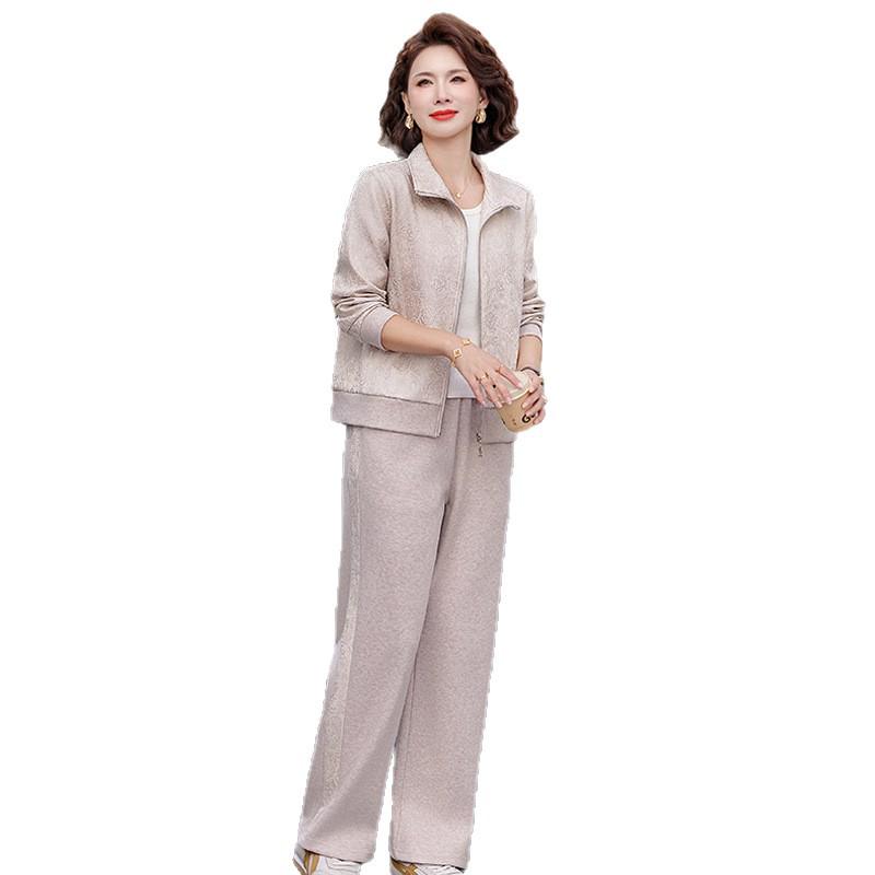 Chic Spring/Autumn Two-Piece Set: Trendy Jacket & Wide-Leg Pants for Women, Youthful Style 2026