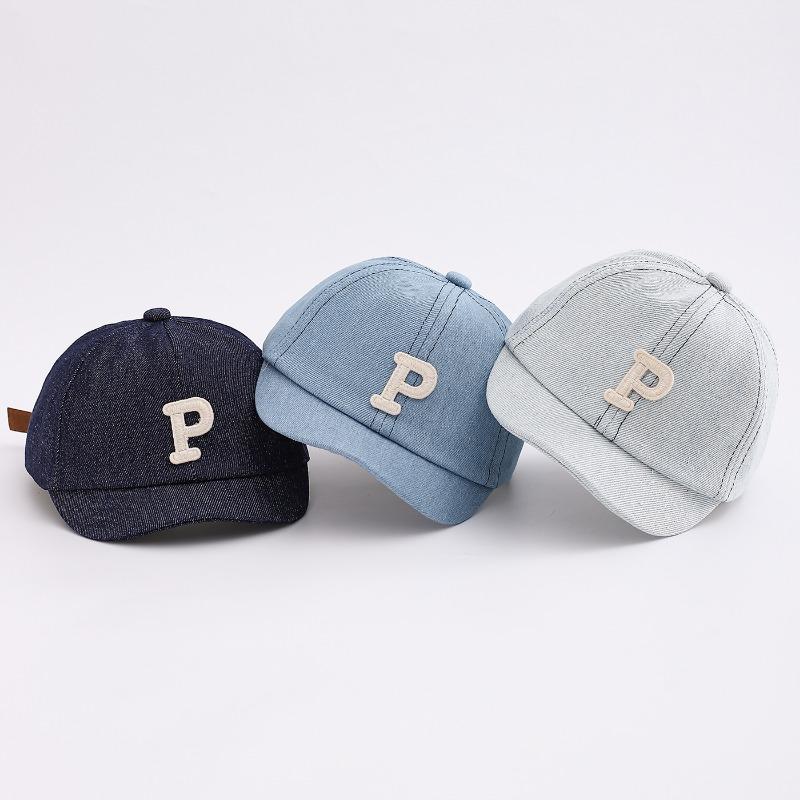 Kids Denim Baseball Cap 48-50cm Washed Cotton Casual Hats for Boys Girls Vintage Letter Adjustable Baby Hip Hop Sun Hat Snapback