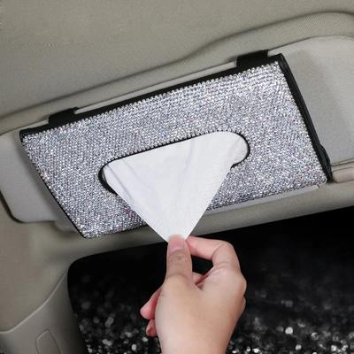 1PC Car Tissue Box Towel Mask Car Sun Visor Tissue Box Holder Auto Interior Storage Decoration Glitter Car Accessories Universal