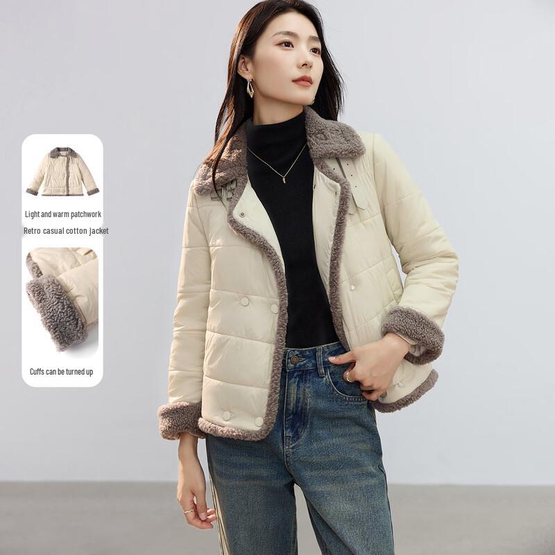 Handu Yishe Women s Color-Block Fleece-Lined Padded Jacket XL