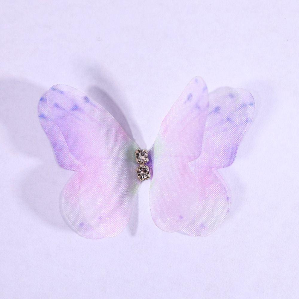 50 bucăți de culoare gradient șifon brodat fluture accesorii pentru păr de mireasă