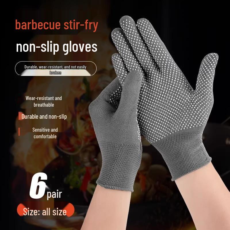 6 Pairs Heat-Resistant Barbecue Gloves: Anti-Scald Cooking Protection with Oil-Splash Guard for Chefs
