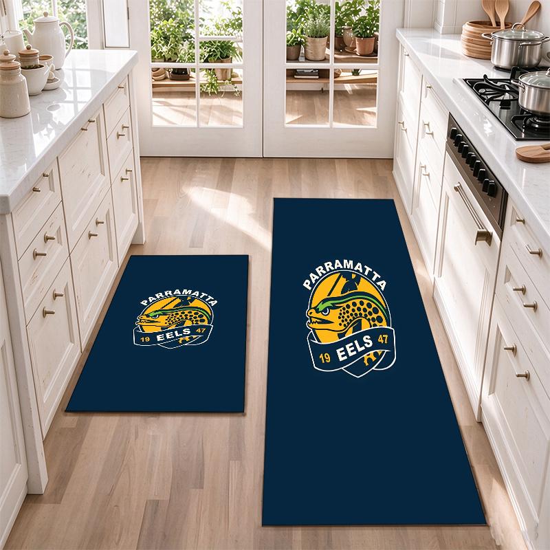 Parramatta Eels Flannel Kitchen Floor Mat – Non-Slip, Absorbent and Easy to Clean Suitable for Kitchens, Entryways Bedroomsand Bathrooms
