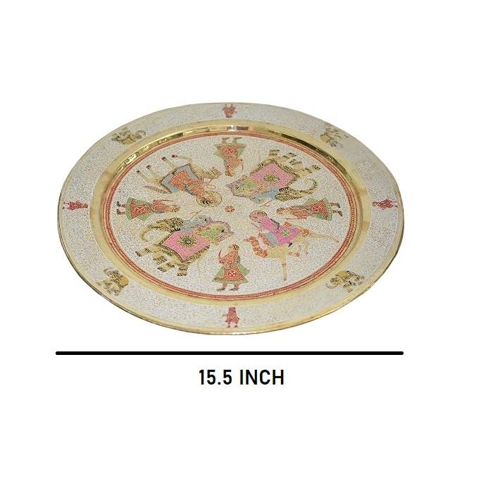 Hand Crafted Metal Brass 6 Wine Glass Set with Aftaba with Nakkashi Work Collectible Art (Multicolour)