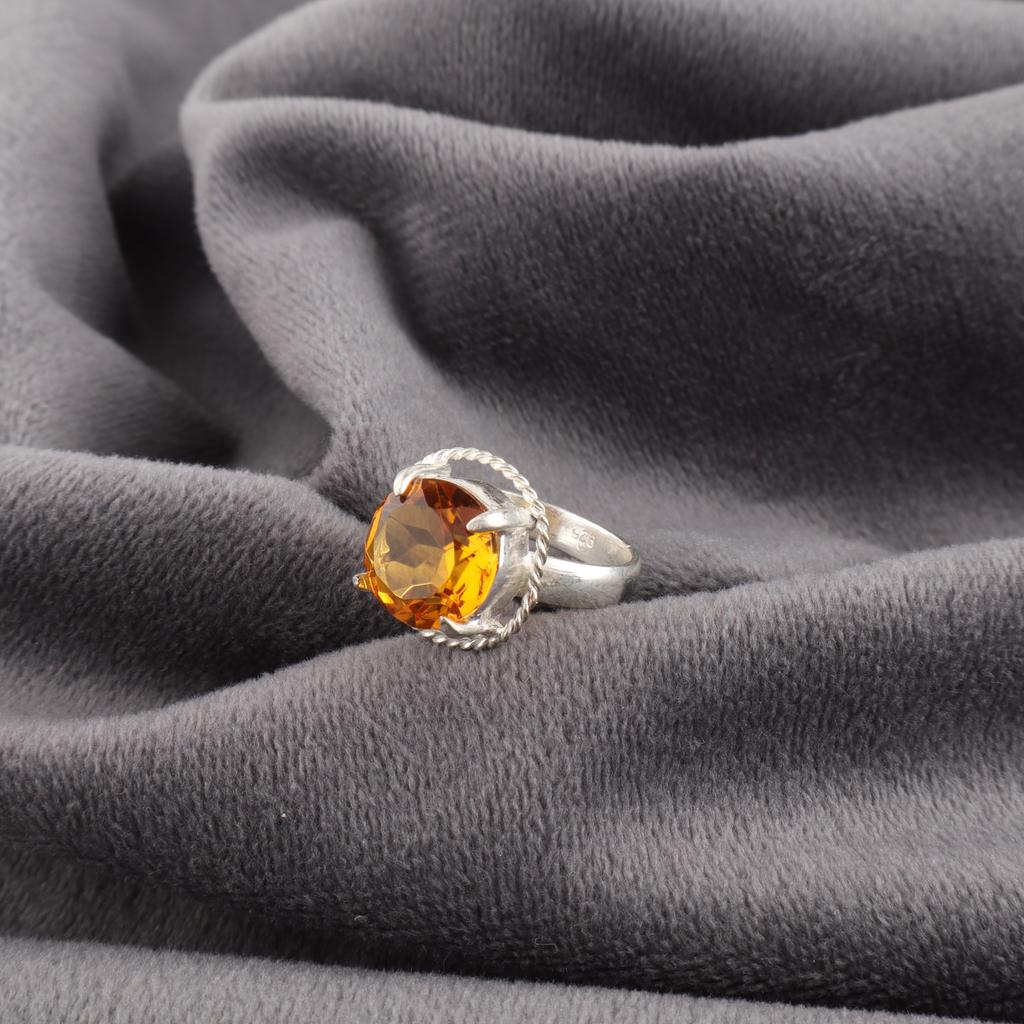 Gioielli con Pietra di Citrino, Anello Curativo in Argento Sterling Massiccio 925, Splendido Anello in Argento Fatto a Mano, Regalo per Lei