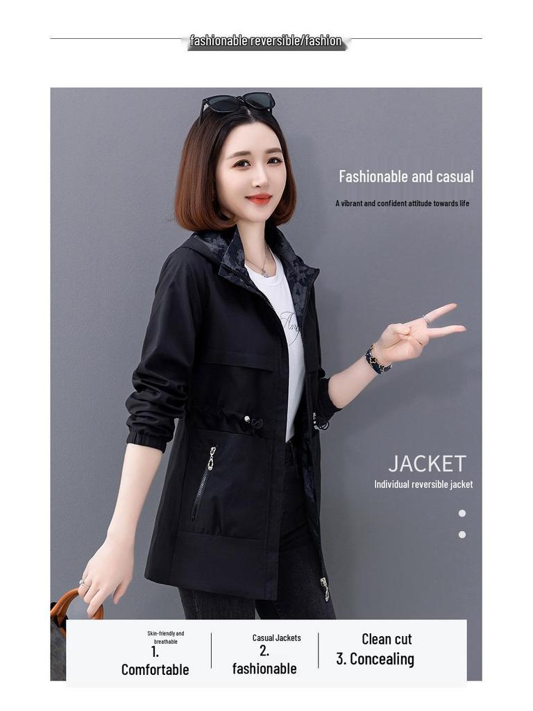 Pecker Damen Freizeit-Windjacke - Neue Frühjahr/Herbst 2025 Mode