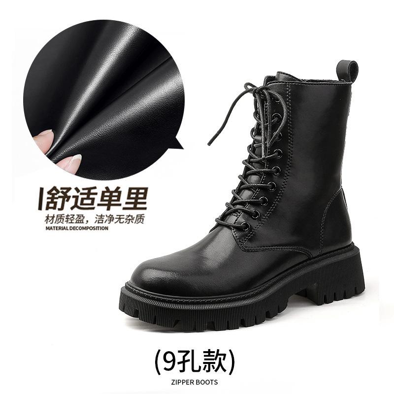 

Popular thick-heeled Martin boots for women s 2025 new autumn heightened thick-soled lace-up British style short boots ins tide 40