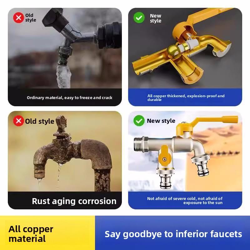 1/2'' Brass Tap Faucet Adapter IBC Water Tank Connector 2-Way 1-Way Garden Hose Joint Irrigation Replacement Fitting Ball Valve