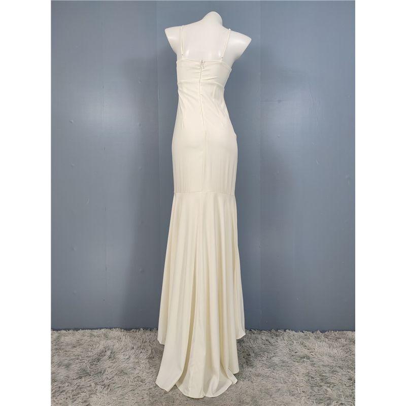 

Open Back Socialite Temperament Show Figure Trailing Skirt Sling Beige L