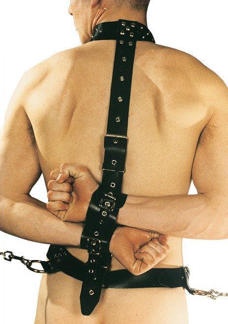 Leder 3001 Belt with Collar and Handcuffs Fastened At the Back