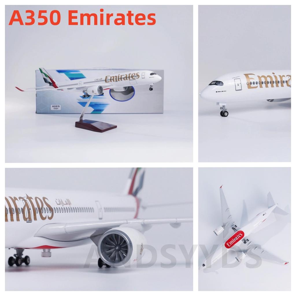 1/142 Scale 43CM Model Airplane Airbus A350 Aircraft UAE/Emirates Airlines Model Light Wheel Diecast Resin Plane Collection Disp