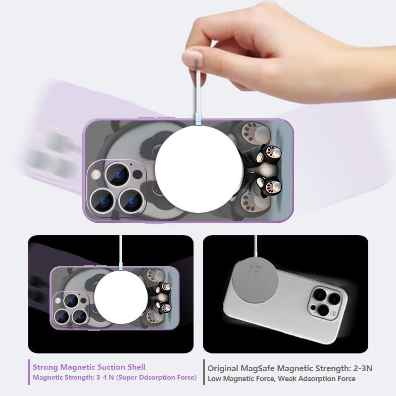 Black Coat Panda Pattern Case For iPhone 17 Pro Max Magnetic For Magsafe Silicone Cover For iPhone 16 Pro Max Funda iPhone 15 14 13 12 11 16E Air