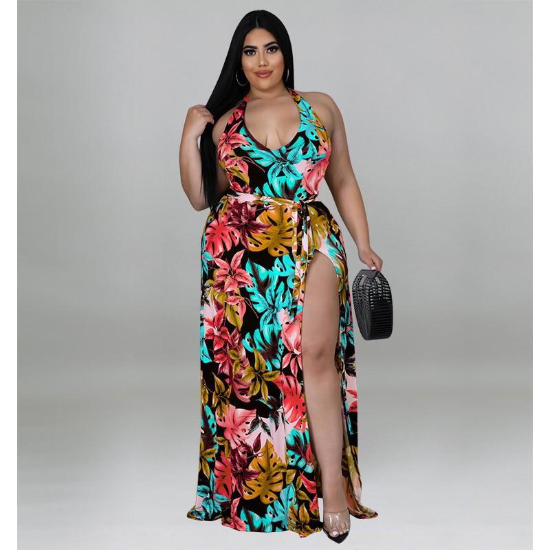 Womens Plus Size Sleeveless Jumpsuit With Chiffon Overlay Floral Print 2025 Casual Set 1XL-5XL