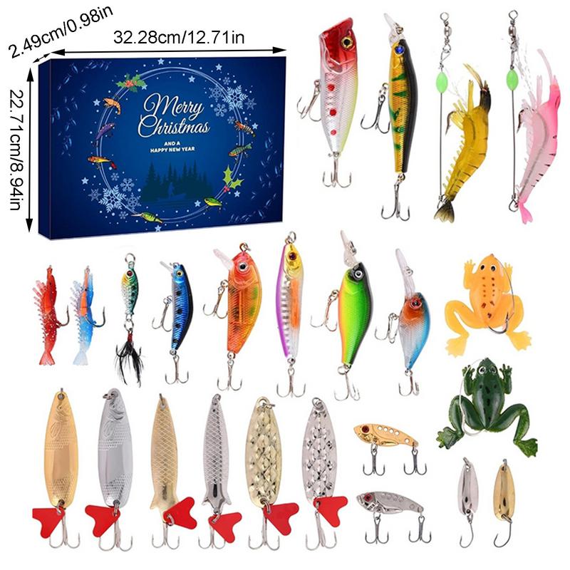 Christmas Fish Tackle Set Advent Calendar 24 Days Countdown Fishing Lure Advent Calendar Adults Kids Men Women Fish gifts