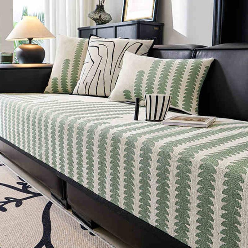 Chenille Sofa Mat Pet-Friendly All-Season Fit for 1-4 Seater Sofas, Anti-Slip Wear-Resistant Cover with Plush Warmth for Living Room