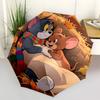 1 szt. Tom i Jerry Automatyczny Składany Parasol z Otwieraniem/Zamykaniem, Wiatroodporna Konstrukcja z 8 Żebrami, Lekki Parasol Podróżny dla Kobiet/Mężczyzn, a0902083
