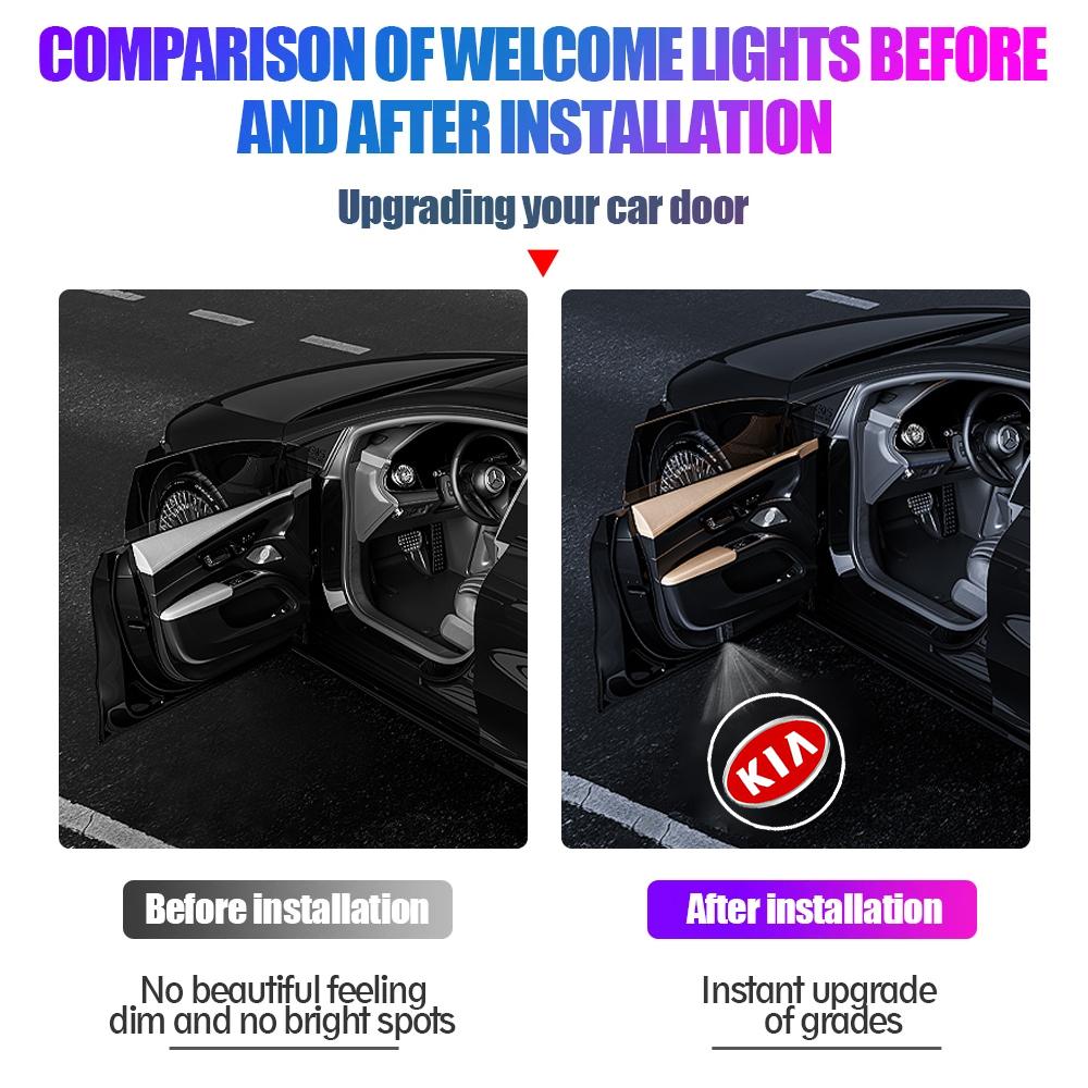 IYWD1 2Pcs Car Door Projector Lamps Welcome Lights Accessories For Kia KN GT-Line Sportage Ceed Rio Picanto Sorento Soul Cerato Venga