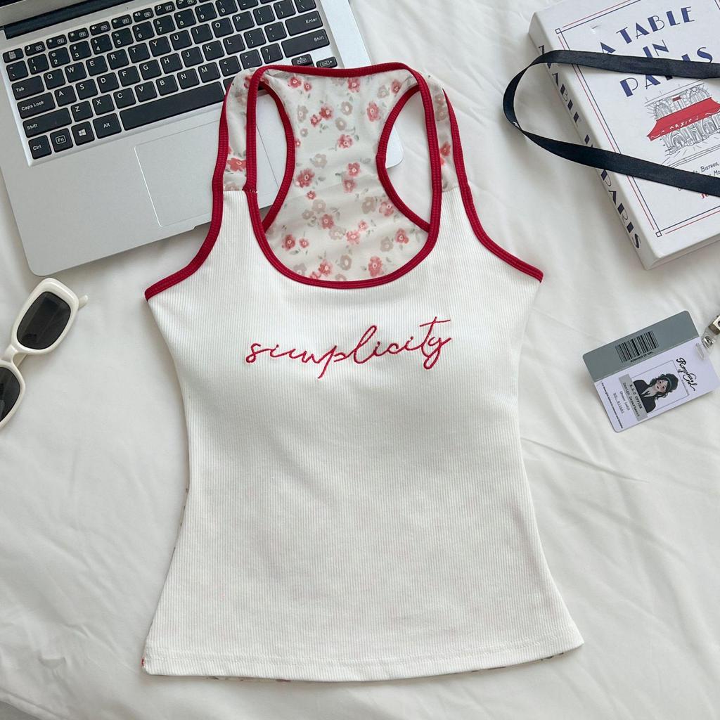 Damen American Spicy Girl Mesh Tanktop mit Brustpolster - Schlanke Sommerbekleidung