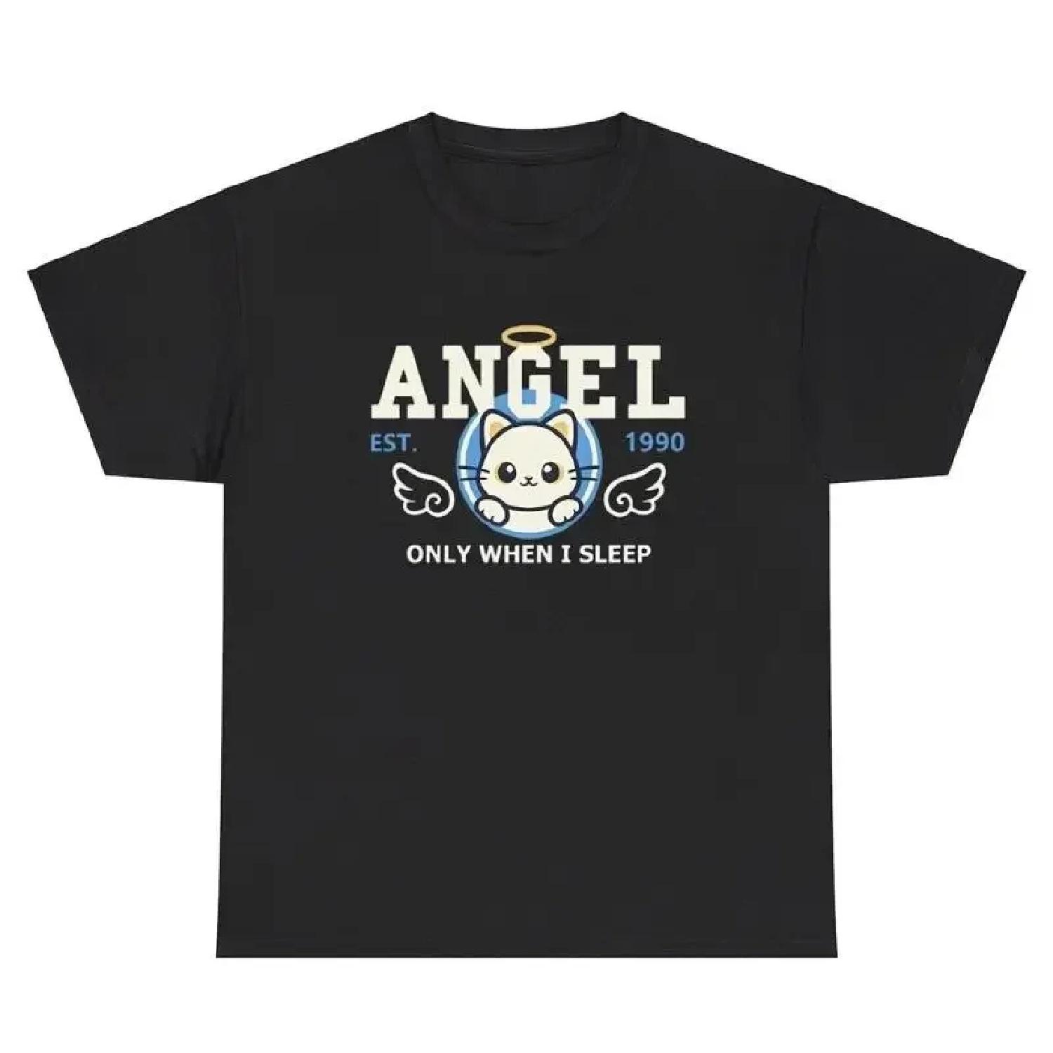 

Angel Only When I Sleep T Shirt Funny Alt Edgy Joke Silly Ironic Gen Z Weird Tee XXXXXL різнокольоровий