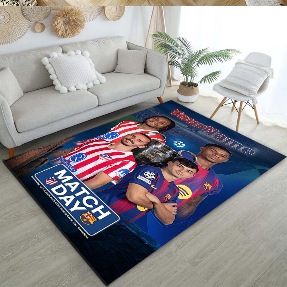 Atletico Madrid Customizable Name Carpet Design for Playrooms Dining Room Kitchen Study room Antislip Carpet Anime Office Decor Spiritual Gift